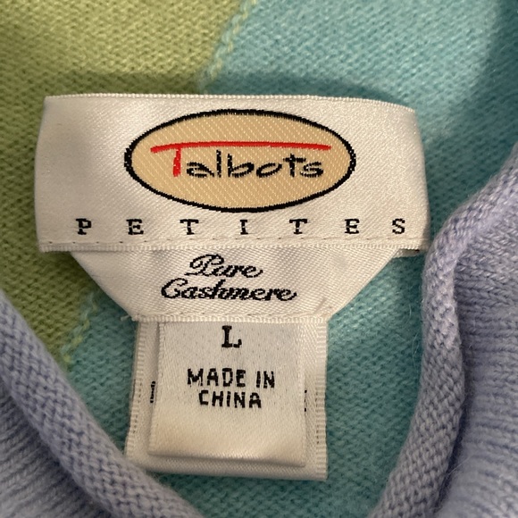 Talbots pure cashmere cowl neck colorblock sweater L - Picture 6 of 13